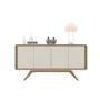 Imagem de Buffet CHAN 1.60m 100% MDF Estilo Retrô Com Pés em Madeira Cantos Arredondados 4 Portas e Dobradiças Com Amortecedores Cor Nature/Off White