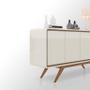 Imagem de Buffet CHAN 1.60m 100% MDF Estilo Retrô Com Pés em Madeira Cantos Arredondados 4 Portas e Dobradiças Com Amortecedores Cor Nature/Off White