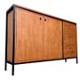 Imagem de Buffet de Madeira Estilo Industrial com Ferro e Madeira Pinus - Com 3 Gavetas e 1 Nicho com 1 Prateleira