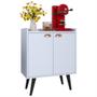 Imagem de Buffet Linea 2 Portas Cantinho Café Decoração Cozinha Sala Jantar Estilo Retrô Puxador Concha Prateleiras Organizadoras Branco  RPM Móveis
