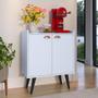 Imagem de Buffet Linea 2 Portas Cantinho Café Decoração Cozinha Sala Jantar Estilo Retrô Puxador Concha Prateleiras Organizadoras Branco  RPM Móveis
