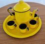 Imagem de Bule Café Esmaltado 1,25 Litros 6 Xícaras 70ml e Bandeja Amarelo 