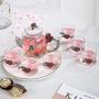 Imagem de Bule de vidro de flor de cristal esmaltado de rosa vermelha para bebidas - Casa e escritório