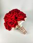Imagem de Buquê Noiva Rosas Vermelhas Cetim Creme C/Brilhos Vermelhos