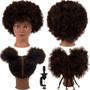 Imagem de Cabeça de Manequim N2 Africana com Cabelo Humano 23cm - Com Suporte