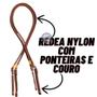 Imagem de Cabeçada cavalo Passeio Montaria Completa Par De Rédea nylon ponteiras em couro