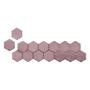 Imagem de Cabeceira 3D Acolchoada Para Parede Cama Solteiro Modulo Hexagonal Rose 7 peças
