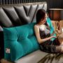 Imagem de Cabeceira Almofada Mel King 195 cm Suede Azul Turquesa - DL Decor