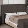 Imagem de Cabeceira Atena Para Cama Box Casal Padrão 140cm Capitonê com Frame Linho Cacau - Desk Design