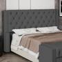 Imagem de Cabeceira Atena Para Cama Box Casal Padrão 140cm Capitonê com Frame Suede Cinza - Desk Design
