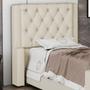 Imagem de Cabeceira Atena Para Cama Box Solteiro 90cm Capitonê com Frame Suede Bege Claro - Desk Design