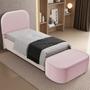 Imagem de Cabeceira Cama Box 100cm Lanna com Puff Recamier Doha W01 Bouclê Rosê - Lyam Decor