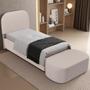 Imagem de Cabeceira Cama Box 100cm Lanna com Puff Recamier Doha W01 Linho Bege - Lyam Decor