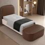 Imagem de Cabeceira Cama Box 100cm Lanna com Puff Recamier Doha W01 material sintético Marrom - Lyam Decor