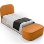 Imagem de Cabeceira Cama Box 100cm Lanna com Puff Recamier Doha W01 material sintético Whisky - Lyam Decor
