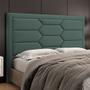 Imagem de Cabeceira Cama Box Casal 140cm Estofada Nora P05 Veludo Verde Musgo - Lyam Decor