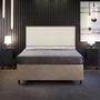 Imagem de Cabeceira Cama Box Casal Com Tachas 160 cm Vicenza L02 Linho Champagne - Lyam Decor