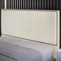 Imagem de Cabeceira Cama Box Casal Com Tachas 160 cm Vicenza L02 Linho Champagne - Lyam Decor