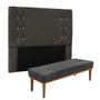 Imagem de Cabeceira Cama Box King 195cm e Recamier Gênova Suede Cinza S04 - D'Rossi