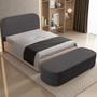 Imagem de Cabeceira Cama Box King 195cm Lanna com Puff Recamier Doha W01 Linho Cinza Escuro - Lyam Decor