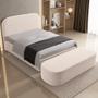 Imagem de Cabeceira Cama Box King 195cm Lanna com Puff Recamier Doha W01 Suede Bege - Lyam Decor