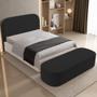 Imagem de Cabeceira Cama Box King 195cm Lanna com Puff Recamier Doha W01  Suede Preto - Lyam Decor