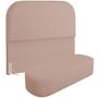 Imagem de Cabeceira Cama Box Queen 160cm Lanna com Puff Recamier Doha W01 Linho Rosê - Lyam Decor
