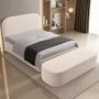 Imagem de Cabeceira Cama Box Queen 160cm Lanna com Puff Recamier Doha W01 Suede Bege - Lyam Decor