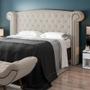 Imagem de Cabeceira Cama Box Queen com Tachas 160 cm Sofia P05 Linho Creme - Lyam Decor