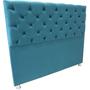 Imagem de Cabeceira Capitonê Azul Turquesa Suede Liso Casal 140 X 120