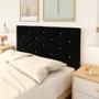 Imagem de Cabeceira Casal Estofada Com Pés Botões Strass 6 Cores Disponível Conforto Quarto Decorativo Cairo 1,40
