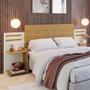 Imagem de Cabeceira Casal Extensível MDF com Nichos Laterais Nature Off White