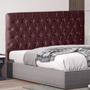 Imagem de Cabeceira De Cama Box Bella King 195 cm Suede Botão Cristal Vinho Bordo Ec Móveis