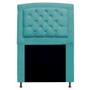 Imagem de Cabeceira Estofada Geovana 90cm para Cama Solteiro com Strass Capitonê Suede Azul Turquesa