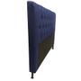 Imagem de Cabeceira Estofada Lady com Botões de Strass para Cama Box Casal 140cm Suede Azul Marinho