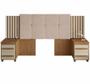 Imagem de Cabeceira Estofada para cama box casal/Queen/king RV Móveis Suíça com 02 mesas de cabeceira com tomada cinamomo OFF White