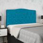 Imagem de Cabeceira Estofada para Cama Box Quarto Casal 140 cm Suede Azul Tiffany com Strass - Bela Móveis