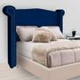 Imagem de Cabeceira Estofada Sienna Para Cama Box Casal 140 Cm Suede Azul Marinho - DL DECOR