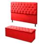 Imagem de Cabeceira Mais Calçadeira Baú Casal 140cm Para Cama Box Sofia Suede Vermelho - DS Móveis