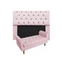 Imagem de Cabeceira Mirage + Recamier Grécia Com Capitonê Solteiro 90 cm Suede Rosa Bebe - DL DECOR