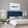 Imagem de Cabeceira Roma 1,40 Cm  Cama Box Casal material sintético Azul Marinho