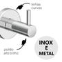 Imagem de Cabide Gancho Aço Inox e Metal Prata Alto Brilho Modelo Athenas 