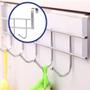 Imagem de Cabide Inox com 5 Ganchos com Encaixe Para Armário Portas Cozinha e Banheiro Multiuso