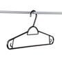 Imagem de Cabides Com 5 Unidades Preto Clássico Modelo Simples E Padrão Com Cavas Para Alças Roupas Leves E Pesadas
