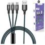 Imagem de Cabo 3 em 1 USB-A para Tipo-C, Micro USB (V8) e L*ght 1,2m Oberon  Carregamento e Dados
