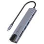 Imagem de Cabo Adaptador Multiportas USB-C em Alumínio e 19cm de Extensão Cinza e Preto - Geonav - UCA11