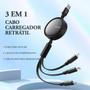 Imagem de Cabo Carregador 3 em 1 USB p/ USB-C Lightning Micro USB 1,2m