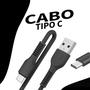 Imagem de Cabo Carregador Para Celular USB Tipo C Pvc 1M Preto Dados - Papelaria Store