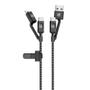Imagem de Cabo Carregador Rápido 4 em 1 Defender 33W Tipo C para USB C com Adaptadores Micro USB V8  USB A 1,5m Gshield Cor Preto