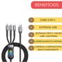 Imagem de Cabo Carregador Rápido Universal Conector Sumexr 3 Pontas Premiun